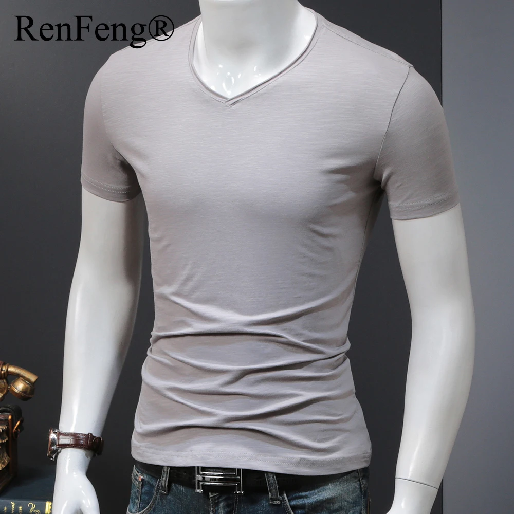 Men's Short Sleeve t shirt men Casual T-Shirts Summer Solid Color Cotton Slim Fit Men Tees Tops Basic Style Fitness Male TShirt (4)