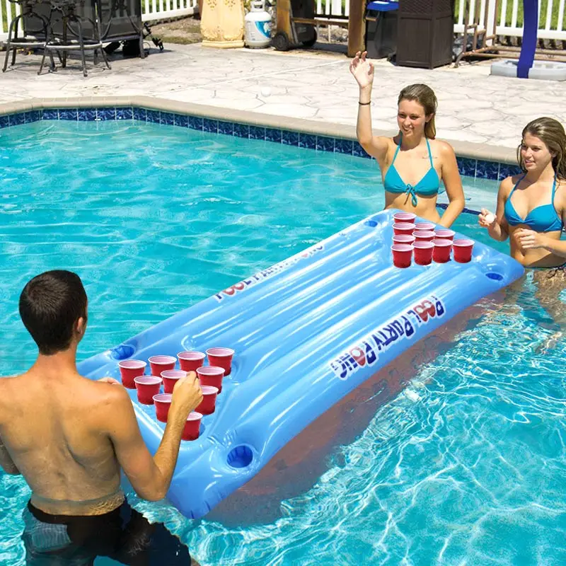 

PVC Inflatable Beer Pong Table Mattress Lounge Pool Float 24 Cup Holder for Summer Tumbona de agua juego fila flotante HTQ99