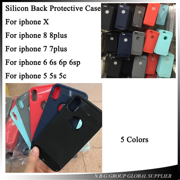 

10pcs/lot For iPhone X 8 8plus 5 5s 6 6s 7 Plus Case Carbon Fiber Shockproof Armor Silicone Phone Cases Back Cover Capa Coque
