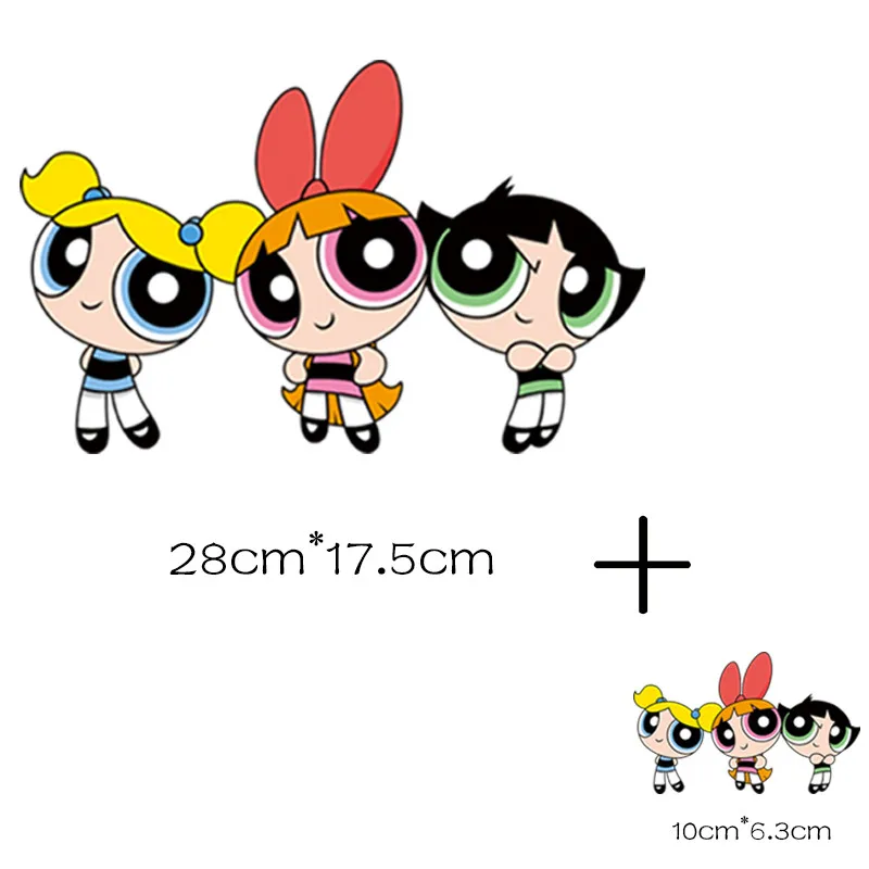 Powerpuff девушки патч термочувствительный глажка печать для одежды гладить на патчи аппликация одной наклейки Топы аппликация - Цвет: e