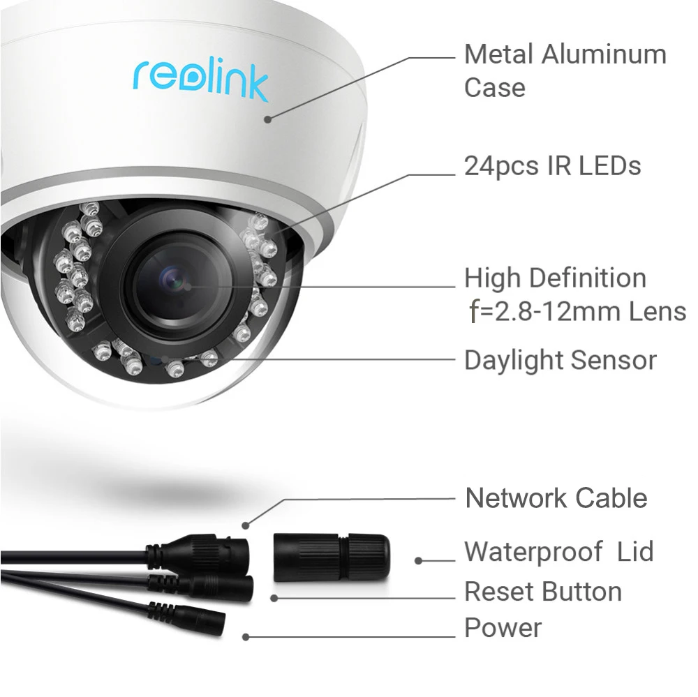 Reolink RLC-422 5MP наружная PoE ip-камера с 4-кратным оптическим зумом Встроенный слот для sd-карты камера наблюдения 2560*1920