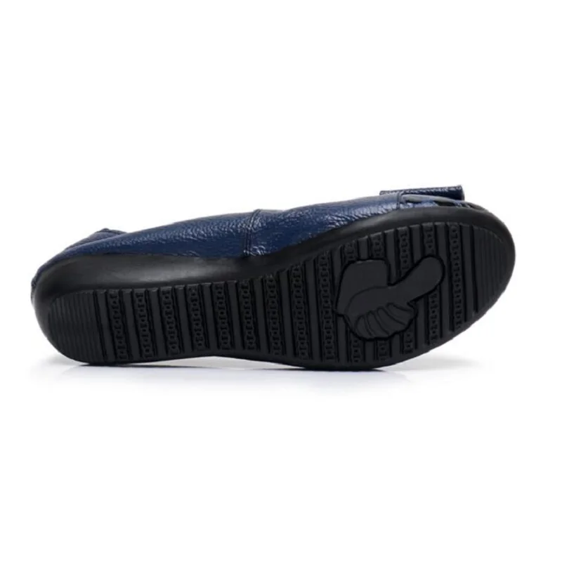 Genuine Leather Loafers 2018 Black Blue Ballet Flats Shoes Woman Slip On Comfortable Casual Women Ballerina Shoes Big Size 34-43 (2)