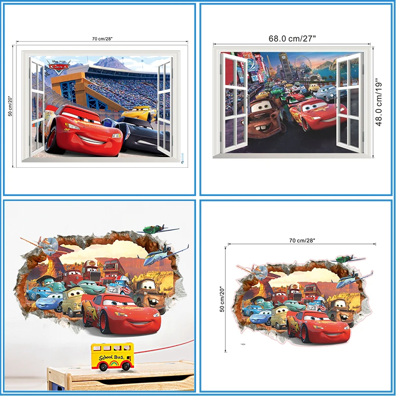 3d эффект Дисней автомобили наклейки на стену спальни детские комнаты домашний декор мультфильм наклейки на стену ПВХ Фреска Искусство Diy плакаты подарки для мальчиков