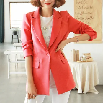 

LANMREM 2020 Spring New Casual Fashion Women Loose Temperament Solid Color Single Button Long-sleeved Blazer TC802