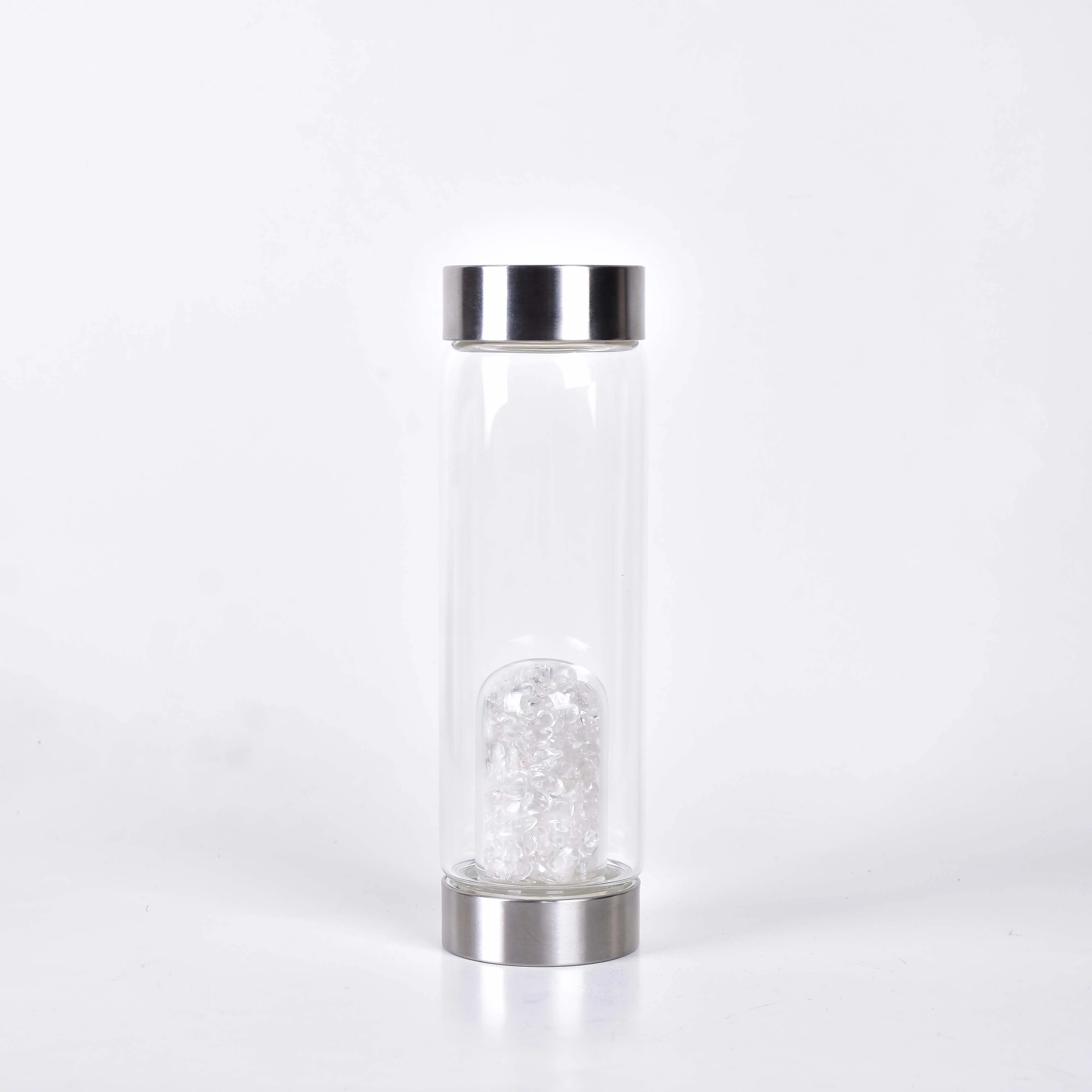 Продукт старт торговля натуральный кварц неравномерность Роза кристалл гравий бутылка стеклянная вода гравий чашка подарок - Цвет: clear crystal