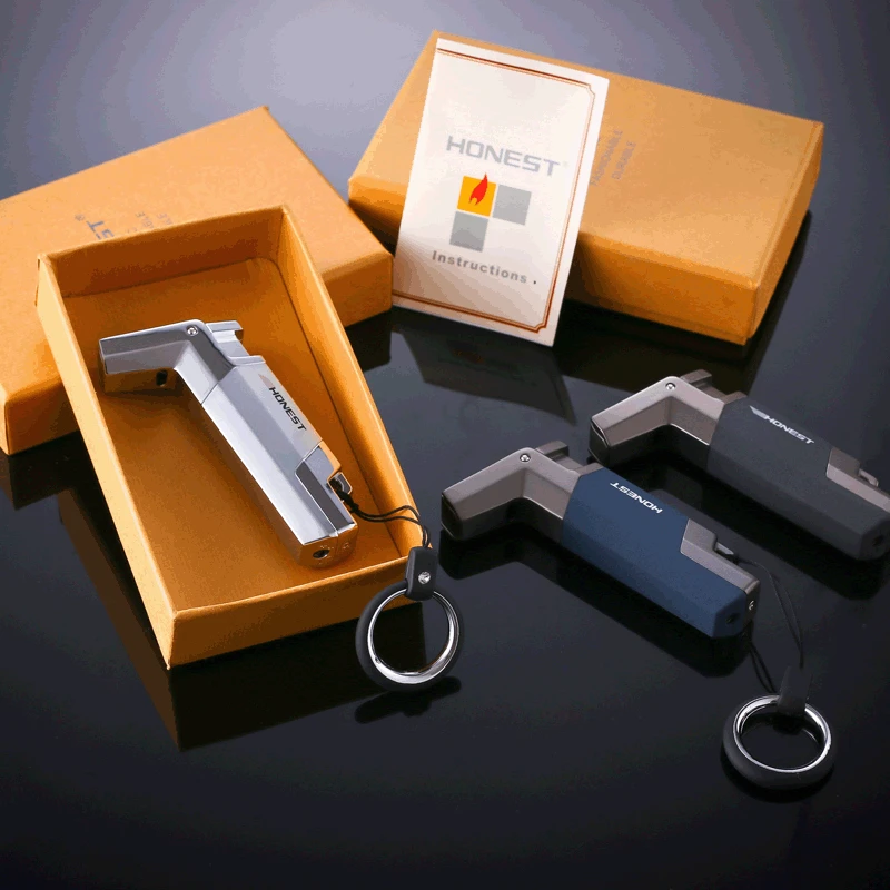 

Windproof Stainless Steel Butane Jet 1300 C Turbo Torch Lighter Key Ring Random Color NO GAS Gift Package Cigarette Lighter 2019