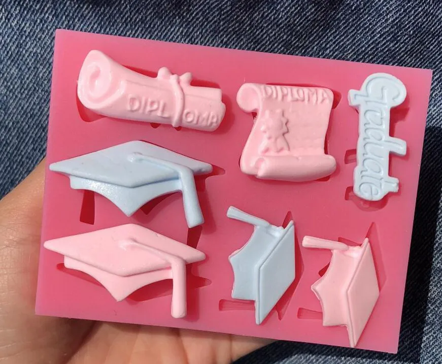 

High Quality 1pc Graduation Doctor Hat Shape Fondant Silicone Mould Cake Decoration Sugar Mold Baking Sugarcraft Chocolate Mold