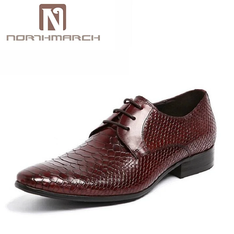 

NORTHMARCH Mens Dress Shoes Genuine Leather Black Formal Business Male Shoes Sapato Social Pointed Toe Cowhide Leather Shoes