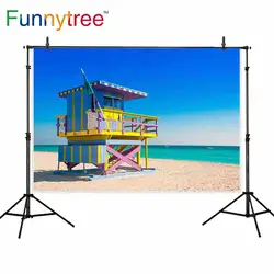 Фон Funnytree для фотостудии sea summer sky lifeguard tower фотография Фон фотобудка для фотосессии Печатный реквизит