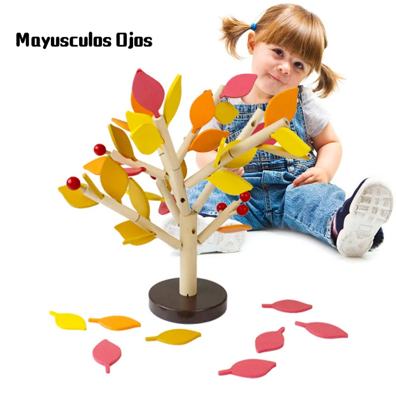 ZH 1 шт. деревянные DIY трехмерные собранные игрушки вставляющие листья младенческой ручной глаз координационные Обучающие игрушки строительные блоки