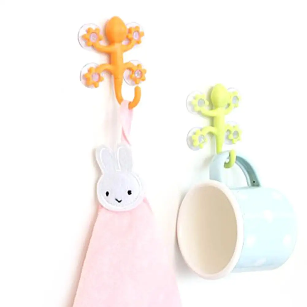 أبو بريص هوك قوية البلاستيك أربعة شفط الكؤوس حمالة تعليق جدارية الديكور المنزلية الحمام المنزل تخزين مصاصة السنانير