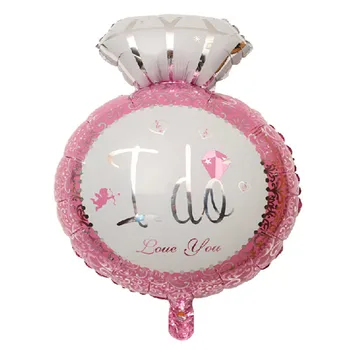 

50pcs/lot Diamond ring shape i do wedding foil balloons PInk blue Helium Valentine's day baloon party decorations supplies