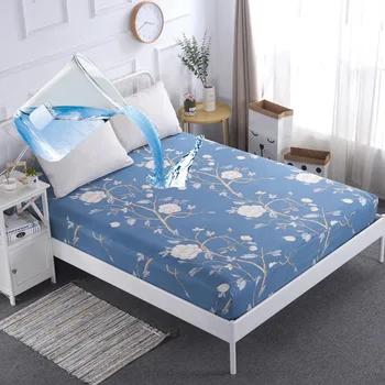 

European Flower Waterproof Mattress Cover Retro Printing Dustproof Mattress Cover Advanced Double Bed Cover Bedroom Decoration