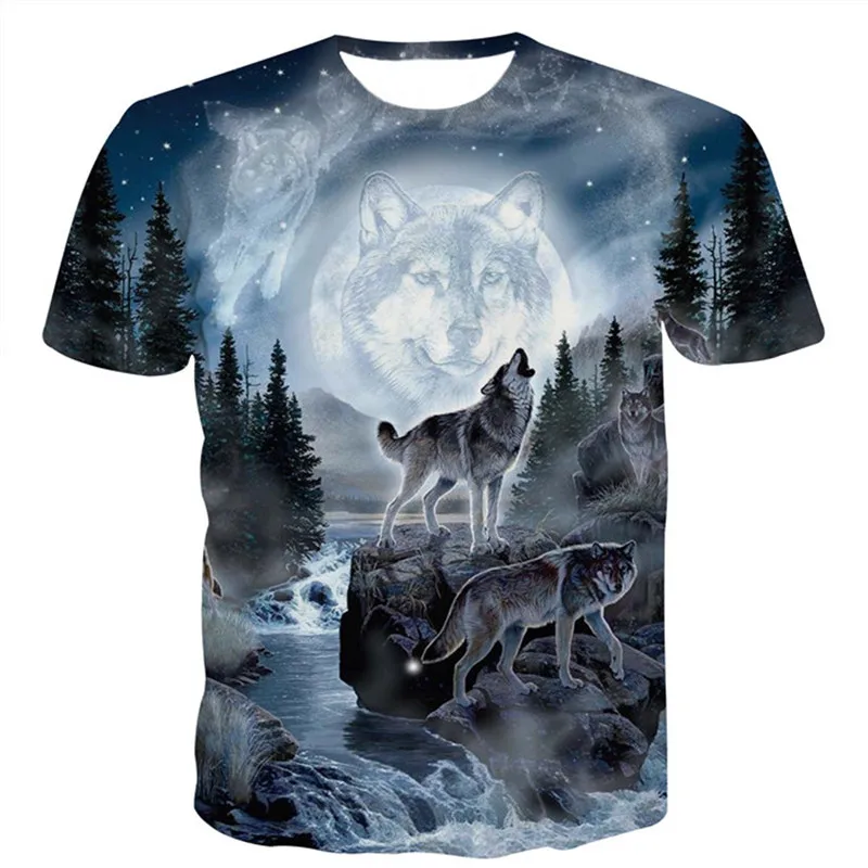 Space Galaxy Wolf T Shirt Men 2018 Summer New Casual 3D T Shirts Mens ...