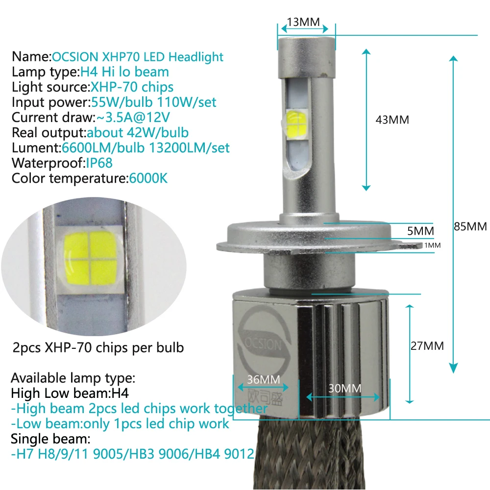 H4C5 h4 led lamp car,h4 led lamp 12v,h4 led lamp hi lo,h4 led lamp light,h4 led lamp high power,h4 led lamp 6600lm,h4 led lamp 13200lm,h4 led lamp cree,motorcycle h4 led lamp,scooter h4 led lamp,h4 led cree xhp70,h4 55w
