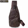 Men Original Crazy horse Leather Casual Fashion Crossbody Chest Sling Bag Design Travel One Shoulder Bag Daypack Male 8015 ► Photo 2/6