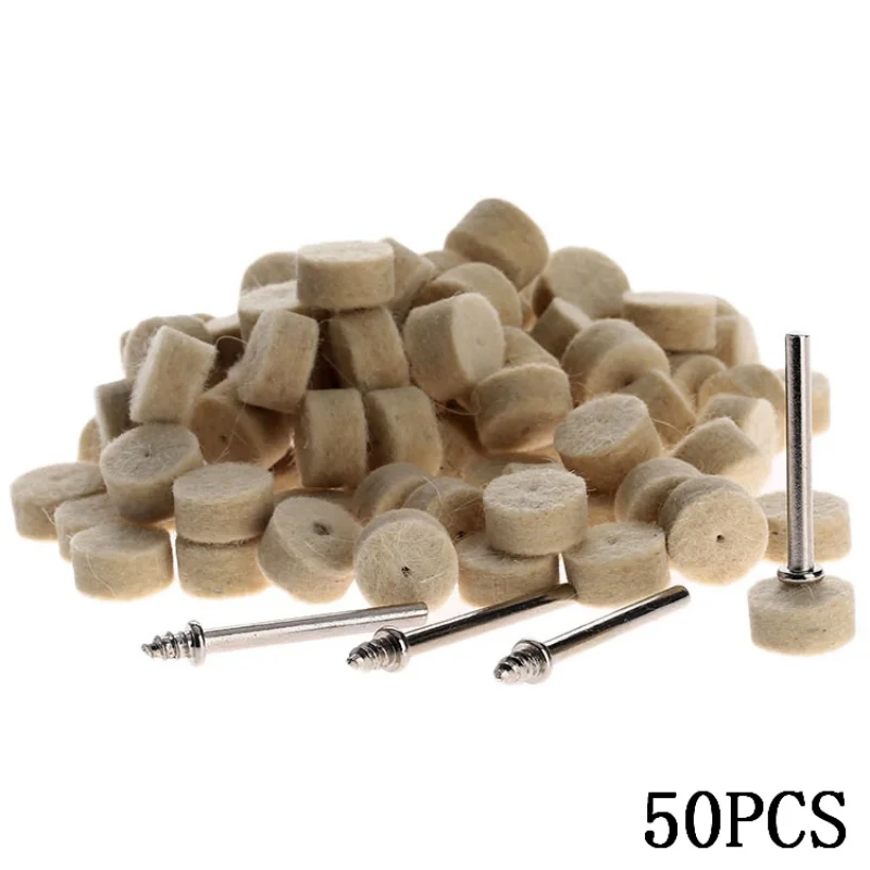 

50Pcs Wool Felt Polishing Buffing Wheel Grinding Polishing Pad+2Pcs 3.2 mm Shanks for Dremel Rotary Tool Dremel Accessories