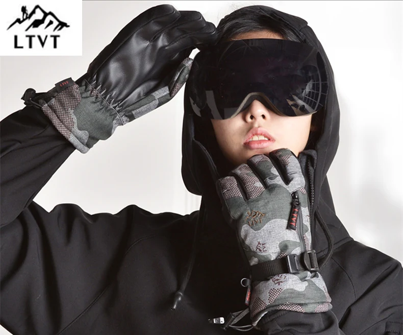 LTVT лыжные перчатки мягкие водонепроницаемые с тремя пальцами/все включено/пять пальцев лыжные перчатки мужские и женские ветрозащитные теплые лыжные перчатки