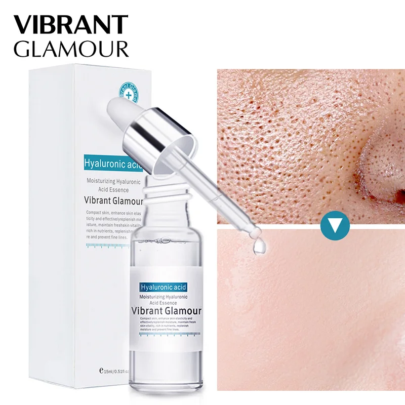 VIBRANT GLAMOUR Hyaluronic Acid Shrink Pore Face Serum Moisturizing Whitening Essence Face Cream Anti-Aging Skin Care Product