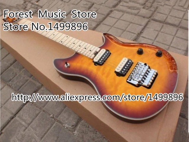 Best price at $247 Cheap Top Selling Cherry Sunburst Luscious Quilted EVH Eddie Van Halen Wolfgang Electric Guitar From China Factory Lefty Available