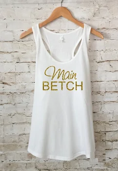 

personalized glitter Bridesmaid Bride SQUAD Main BETCH Tank tops tees Bachelorette Tanks bridal shower t Shirts Party favors