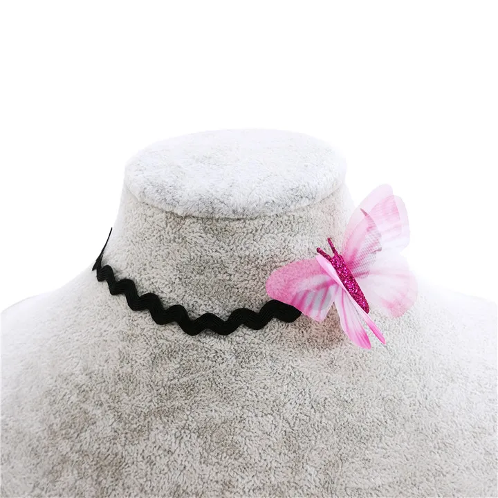 7 10pcs Colorful Butterfly For Wedding Gifts For Guests Lace Choker Necklace Double-Layer Tulle Butterfly Wedding Bridesmaid Decor