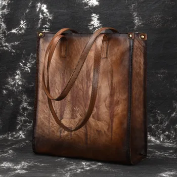 

New Brand Female Genuine Leather Handbags Ladies Retro Elegant Shoulder Messenger Bag Cow Leather Handmade Woman Bags Big