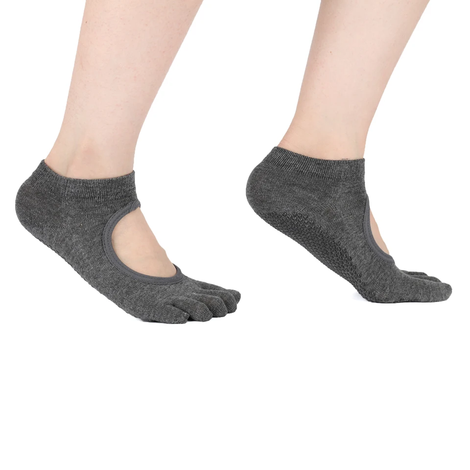 Пилатес Носки для Для женщин Йога носки пять пальцев спинка силиконовые Нескользящие 5 носков носки балет тренажерный зал Фитнес спортивные из хлопка носки