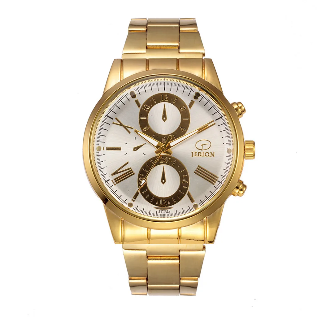 

Luxury brand Men watches gold Stainless Steel Men Roman Numerals Watches Metal Analog Quartz Fashion Wrist Watch Relogio