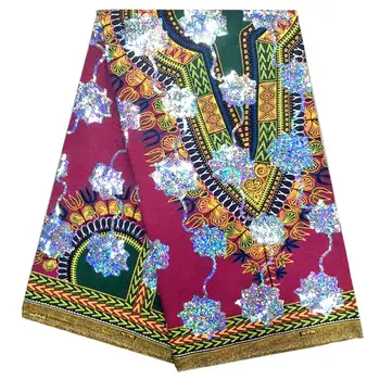 

Nigeria textile 100% cotton african printed Wax with sequins fabric H15122215