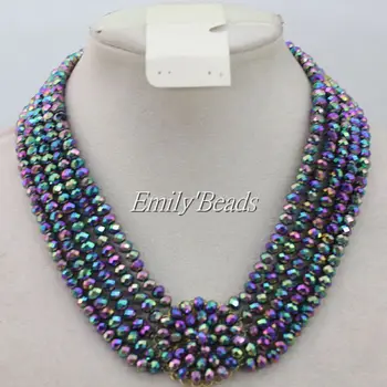 

African Wedding Necklace Nigerian Fashion Costume Crystal Beads Bridal Necklace 5 Layers Christmas Gift Free Shipping AIJ427