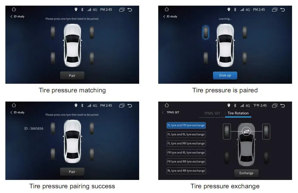 Автомобильный TPMS USB контроль давления в шинах Система безопасности для Android 9,0 автомобильный dvd-плеер 4 датчика сигнализация температура в шинах