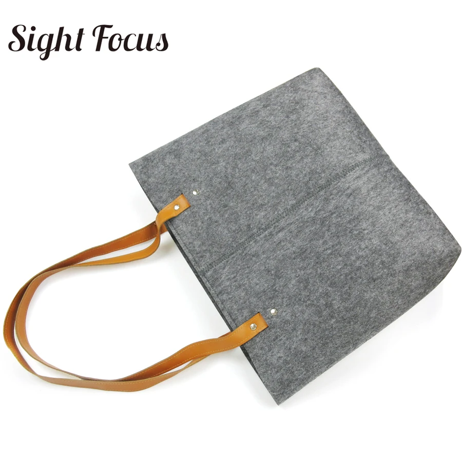 Сумка тоут Sight Focus большая серая фетровая сумка на плечо женская для шоппинга