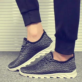 

Men's soft Coconut popular sport shoes Breathable casual handsome high quality Low-cut bandage flying woven blade running shoes