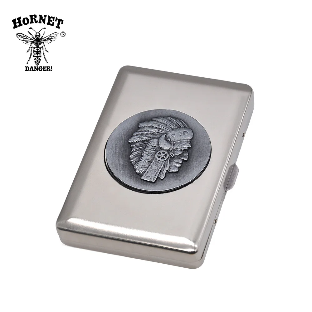 HORNET DANGER Metal Cigarette Case Holding 16 Regular Size Tobacco Box Metal Sticker Organizer Case Box With 2 Clips