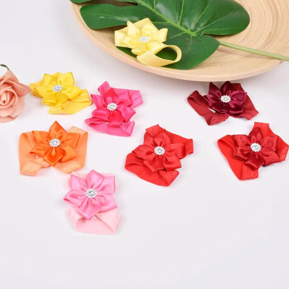 Baby Barefoot Sandals with Ribbon Flower Newborn Sandals Baptism Shoes Baby Girl Shoe Photo Props Birthday Shoes Newborn to 2T