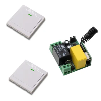 

New Wireless Remote Control Switch AC 220V Mini Receiver with 2White Wall Panel Remote Transmitter for Ceiling Lights Wall Lamps
