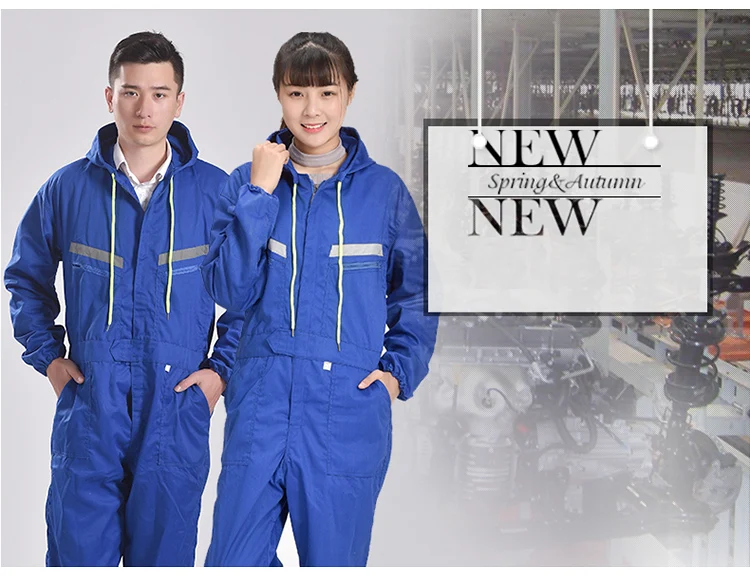 Men Women Coveralls Long Sleeve Hooded Reflective strip Overalls Auto Repair Engineering Spray Paint Workwear Working Uniforms (3)