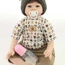 22 дюймов 55 см магнитный рот возрождается кукла мягкого силикона реалистичного игрушки подарок для детей рождественский подарок черной шляпе