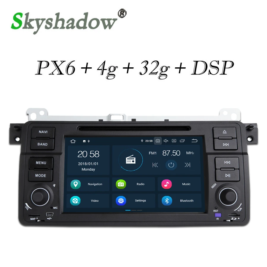 

PX6 IPS DSP Android 9.0 6 Core 4GB + 32GB Car DVD Player RDS Radio WiFi GPS Map Bluetooth 4.0 For BMW 3 E46 M3 Rover 75 MG
