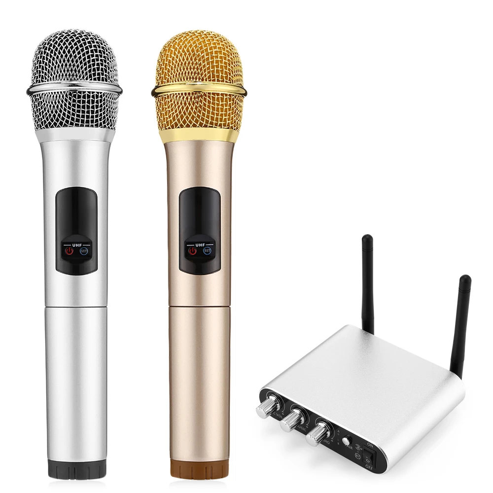 

K38-C 2PCS UHF Dual Wireless Microphone Bluetooth 3.0 Portable Microphone Recording Partner Microphone For Karoke KTV TV PC