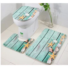 Океан 3 шт./компл. Набор ковриков для ванной фланелевый Противоскользящий кухонный коврик для ванной коврик для туалета коврик моющийся оболочка в виде русалки