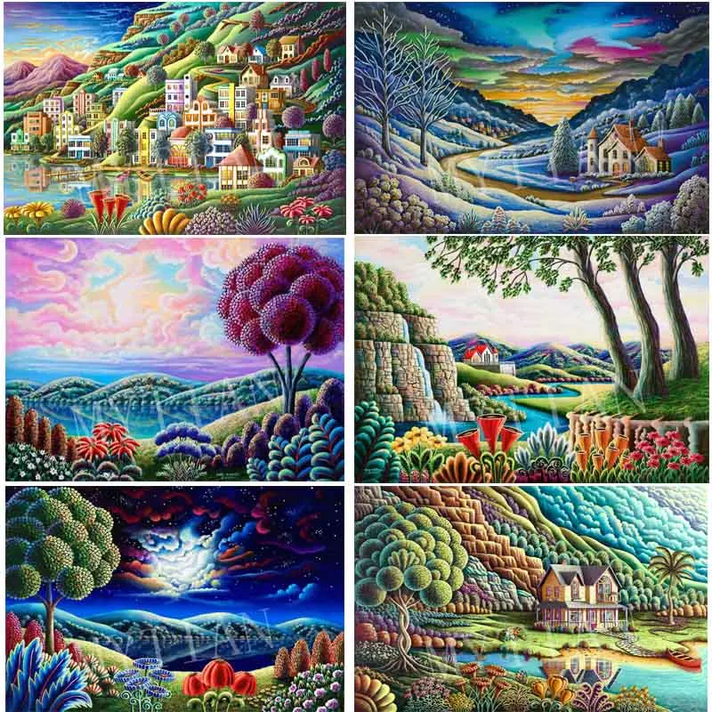 

Full Square/round Drill 5D DIY Diamond Painting Landscape Embroidery pattern Cartoon Picture Of cross stitch home decor stickers