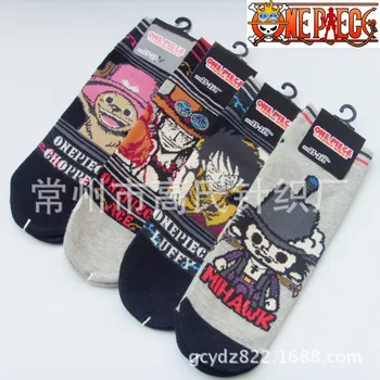 

One piece Trafalgar Law Cosplay cotton socks plaid striped cartoon Luffy Dracule Mihawk socks summer casual personality socks