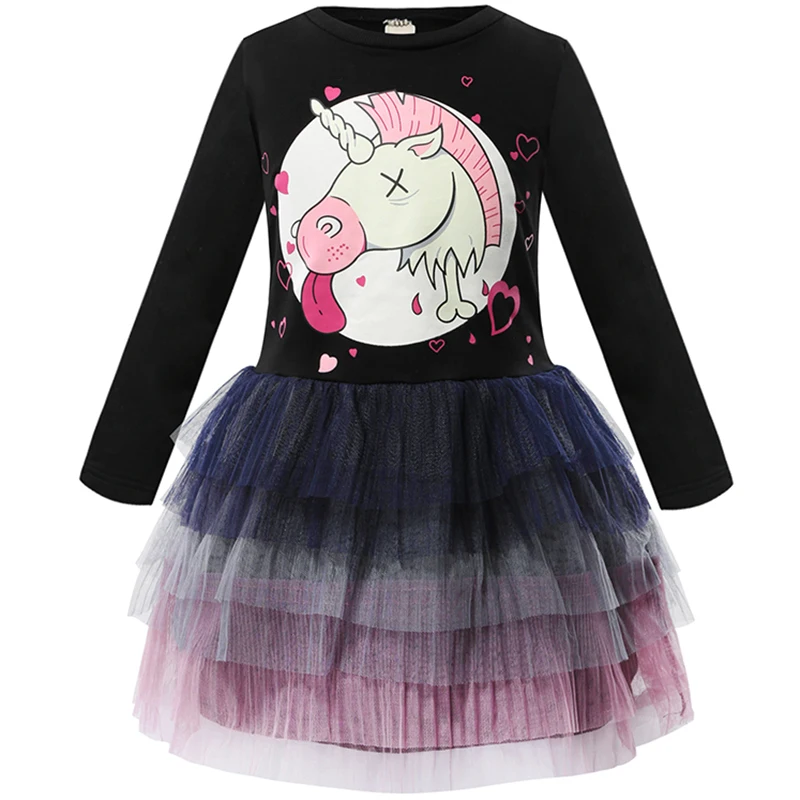 

Baby Girls Cartoon Unicorn Rainbow Dresses Clothes Children Kids Party Christmas Brithday Dress Clothing 2 3 4 5 6 7 8 9 10Y