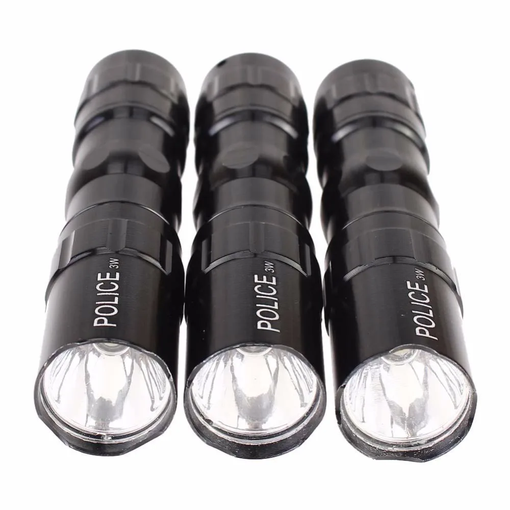 3Pcs Ultra Bright 3W Police Waterproof LED Mini Flashlight Pocket Torch