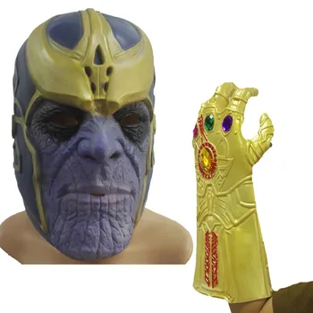 

10 pc The Thanos Infinity Gauntlet Cosplay Gloves Prop Halloween Hard Latex Infinity War Mask Headgear
