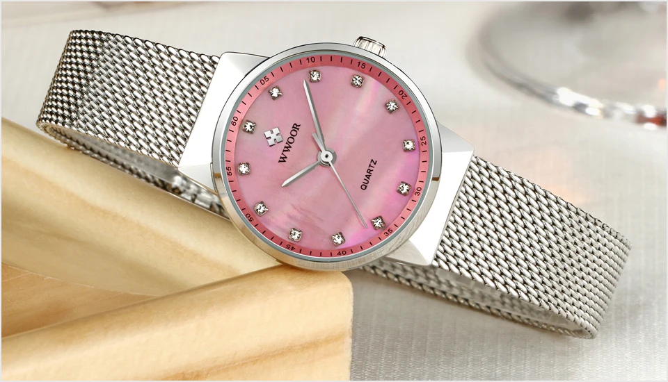 WWOOR женские часы женские водонепроницаемые кварцевые часы женские брендовые роскошные часы с серебряным браслетом женские часы relogio feminino