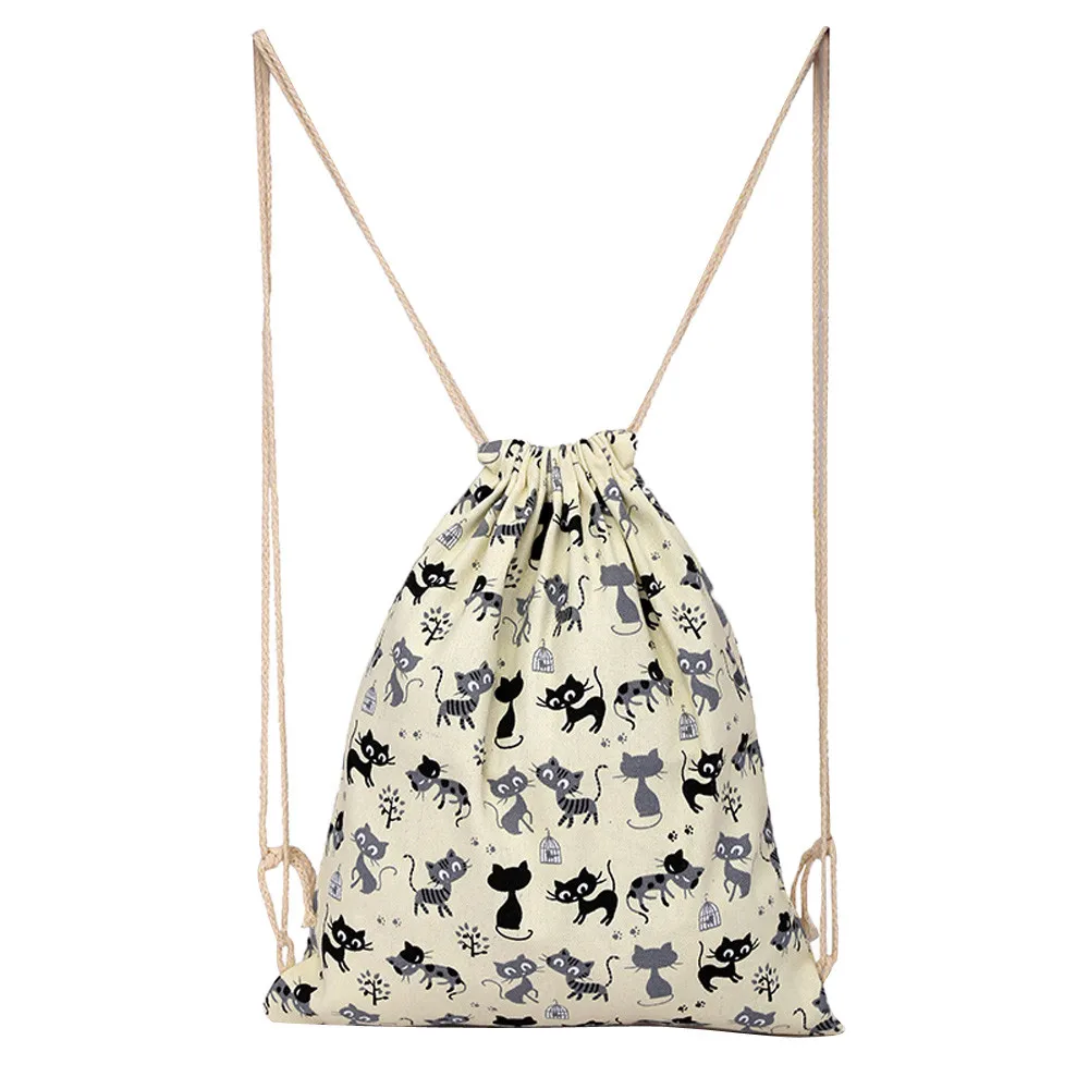 

2019 Good Quality Canvas Drawstring Hanging Sack Sport Beach Travel Outdoor Backpack Anti Theft Pouch Bag New Style 10