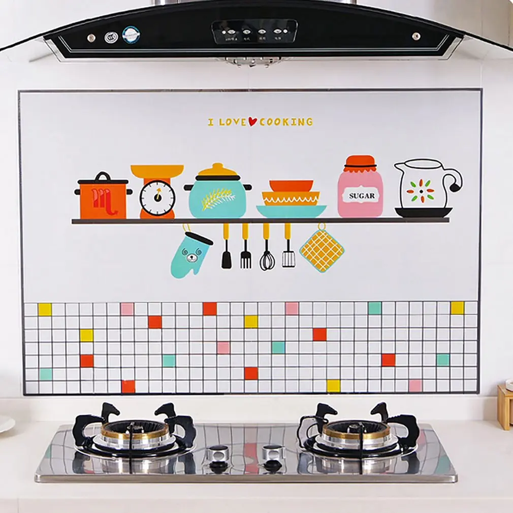 

Self-adhesive high temperature anti-oil stickers home stove tile wallpaper kitchen waterproof wall stickers greaseproof paper